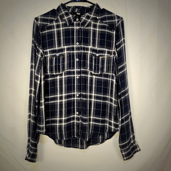 Paige plaid buttondown top. - Picture 1 of 9